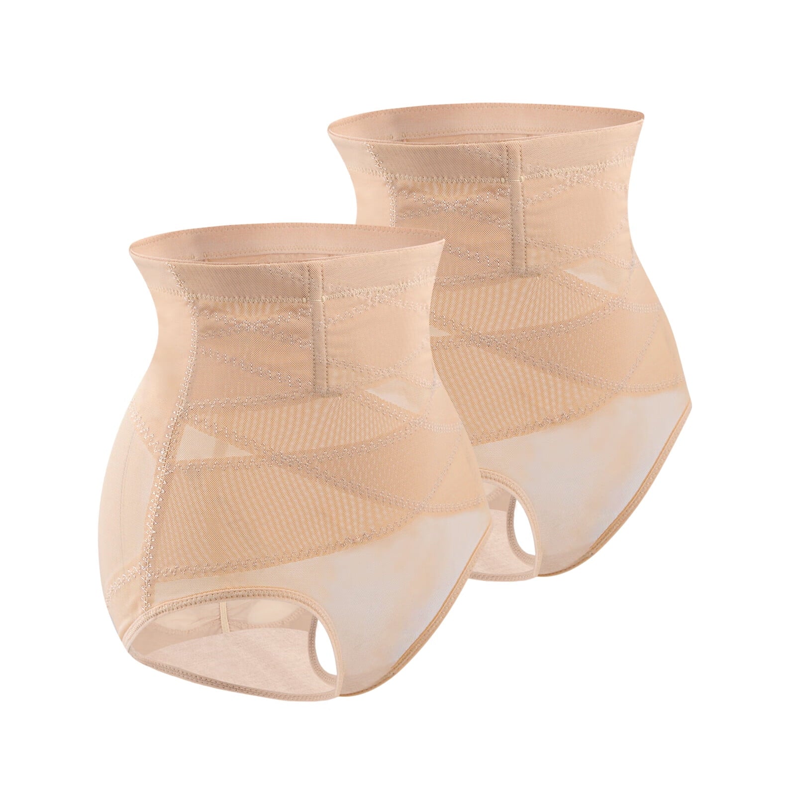 Double Tummy Control Panty Waist Trainer Body Shaper,High Waisted Shapewear for Women,2 PC Nude,XXL