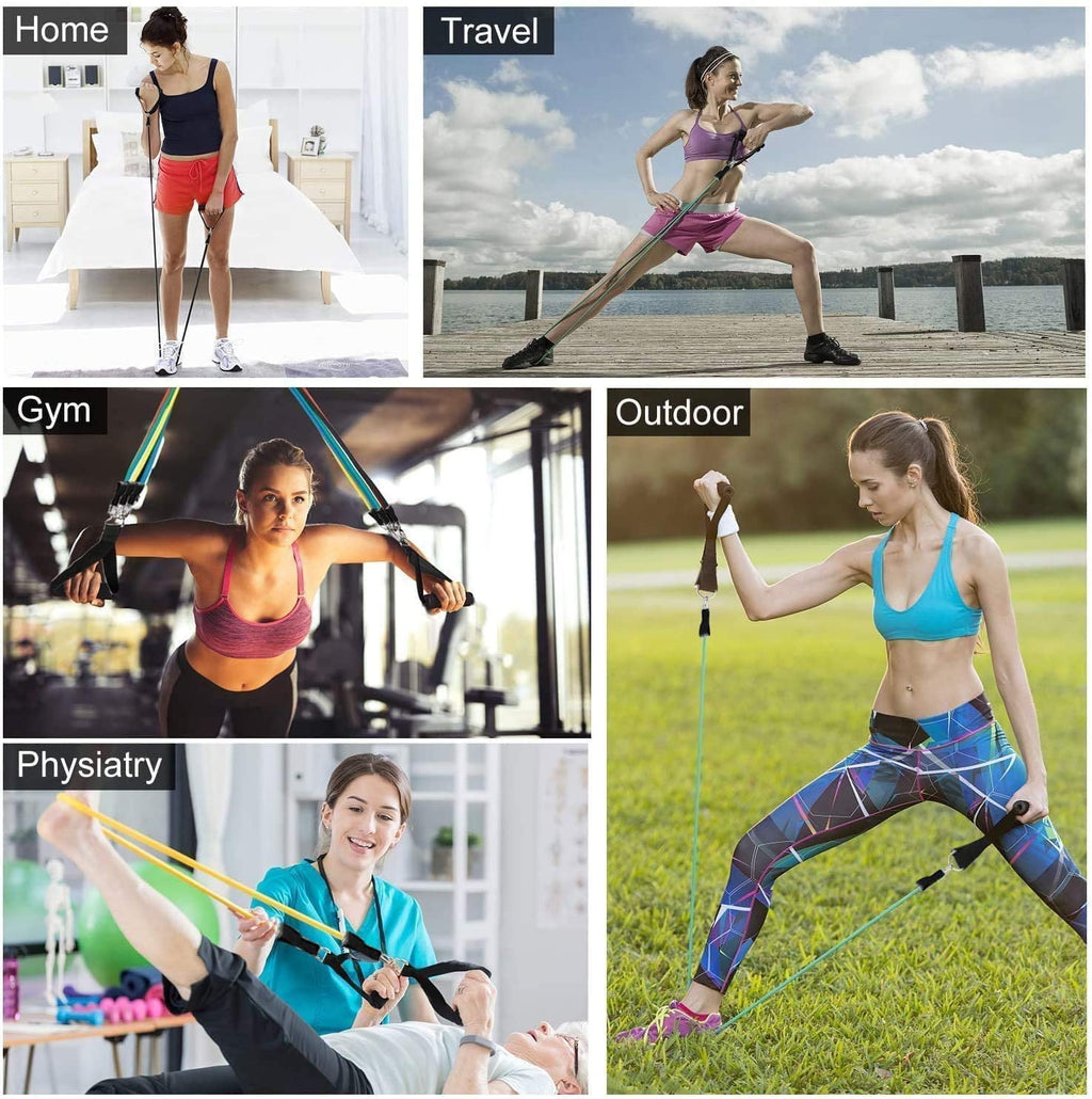 Resistance Bands Set (11pcs), Exercise Bands with Door Anchor, Handles, Waterproof Carry Bag, Legs Ankle Straps for Resistance Training, Physical Therapy, Home Workouts