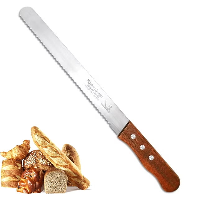10 inch Bread Knife Serrated Knife Sharp Wavy Edge Bread Cutter Stainless Steel for Slicing Homemade Bread Bagels Cake
