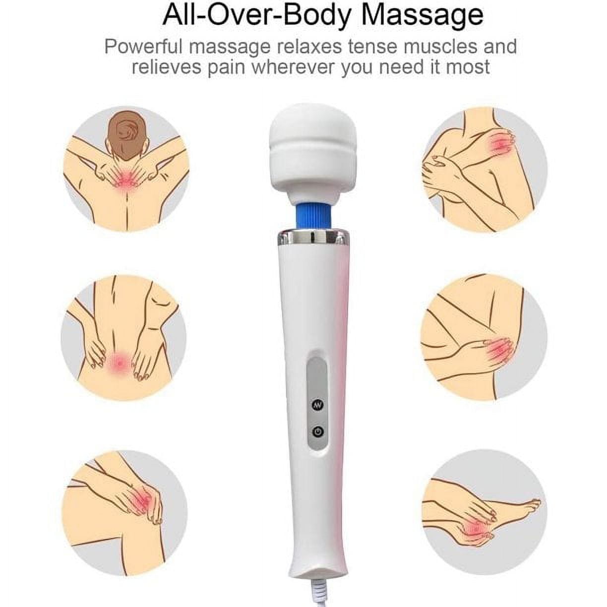 Wired Powerful Handheld Electric Back Massager, Strong Personal Vibrations Massage for Sports Recovery, Muscle Aches, Body Pain, White