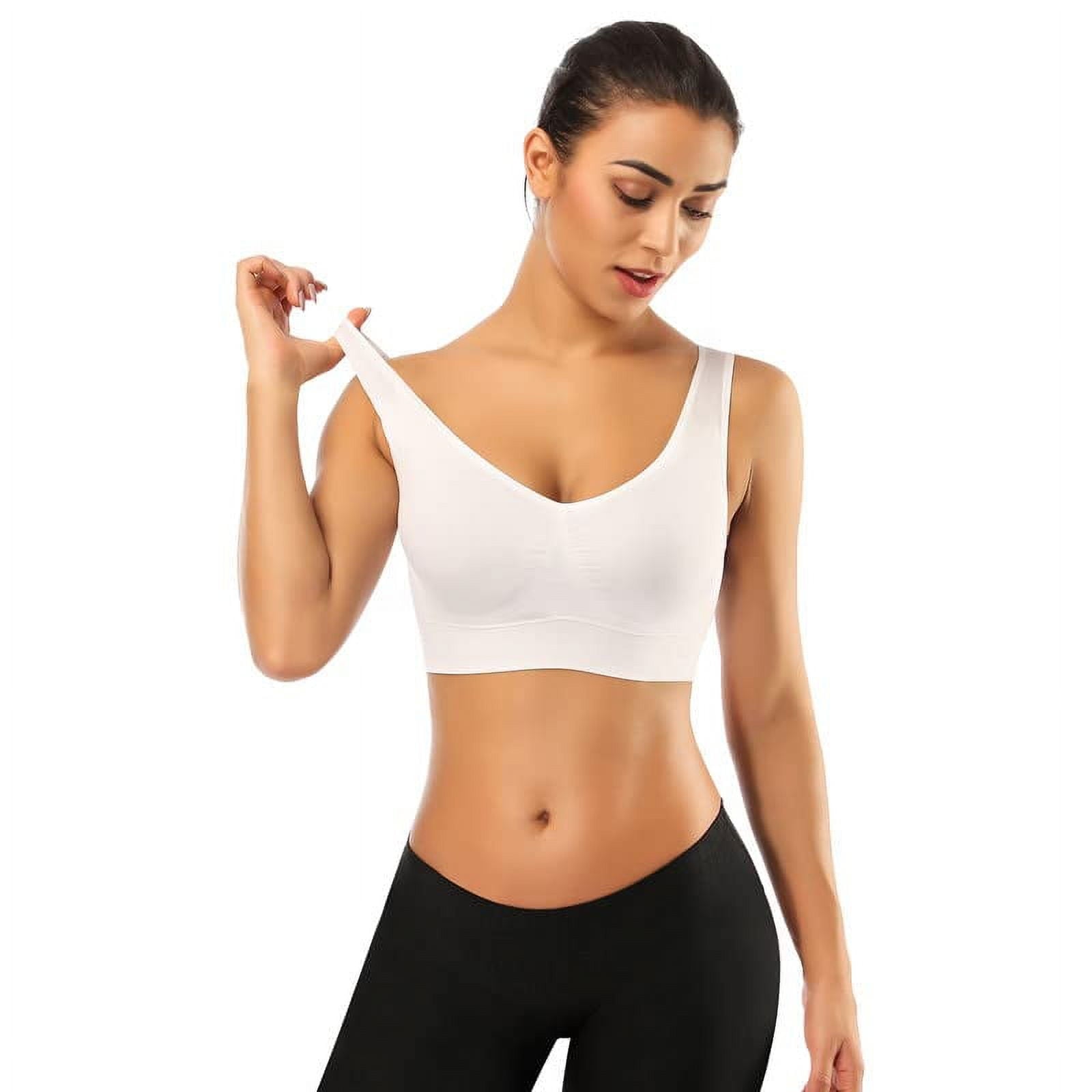 Women's 3 Pack Seamless Comfortable Sports Bra with Removable Pads,Full-Coverage Pullover Stretchy Sports Bras