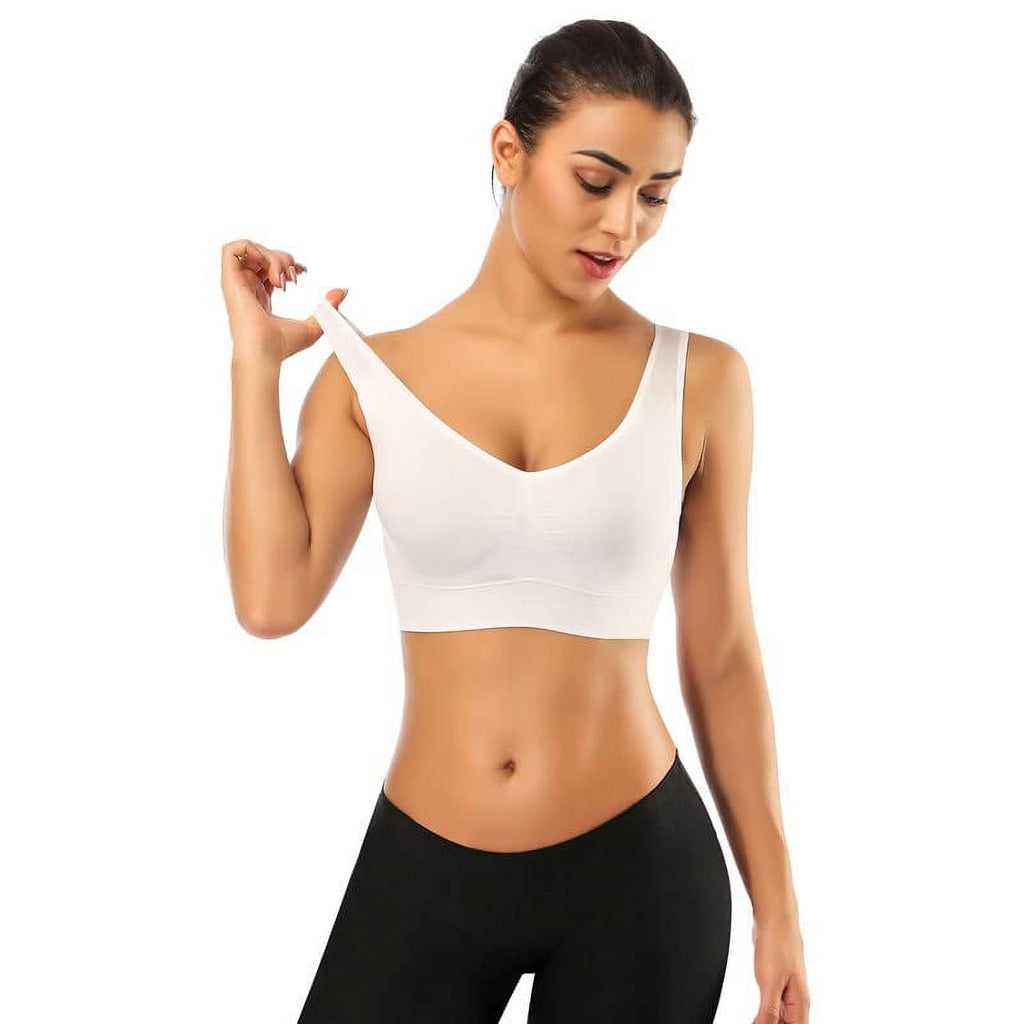 5 Pack Women's Plus Size Sports Bras,Padded Medium Support Comfortable Bra,Yoga Sleep Sports Bras for Workout Fitness