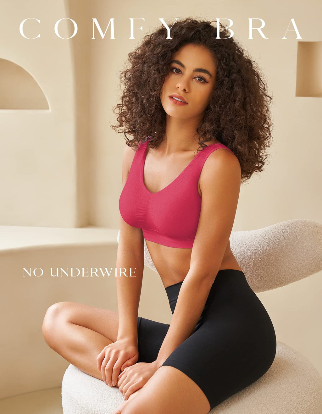 Compression Wirefree Medium Support Bra,Sports Bra with Removable Pads for Women Small to Plus Size Everyday Wear,Exercise and Offers Back Support