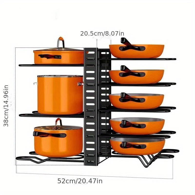 Pots and Pans Organizer Rack under Cabinet, 8-Tier Kitchen Cabinet Organizers and Storage, Adjustable Pot Racks, Pot Organizers inside Cabinet with 3 DIY Methods Baking Rock