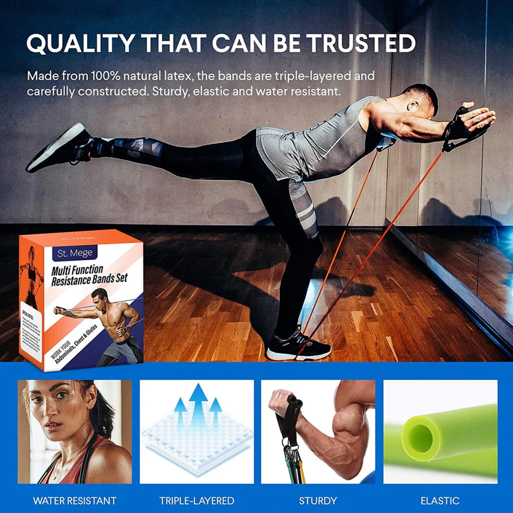 Resistance Exercise Workout Bands for Working Out with Handles for Strength Training Equipment