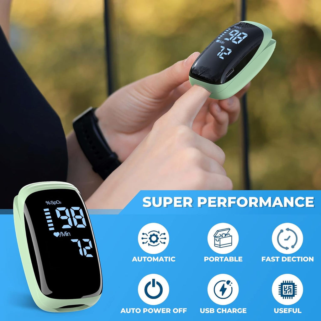 Finger Pulse Oximeter, Blood Oxygen Meter, Oxygen Meter Finger Pulse Oximeter, Accurate Fast Oximetry SpO2 Reading for Outdoor Sports Home Wide Use