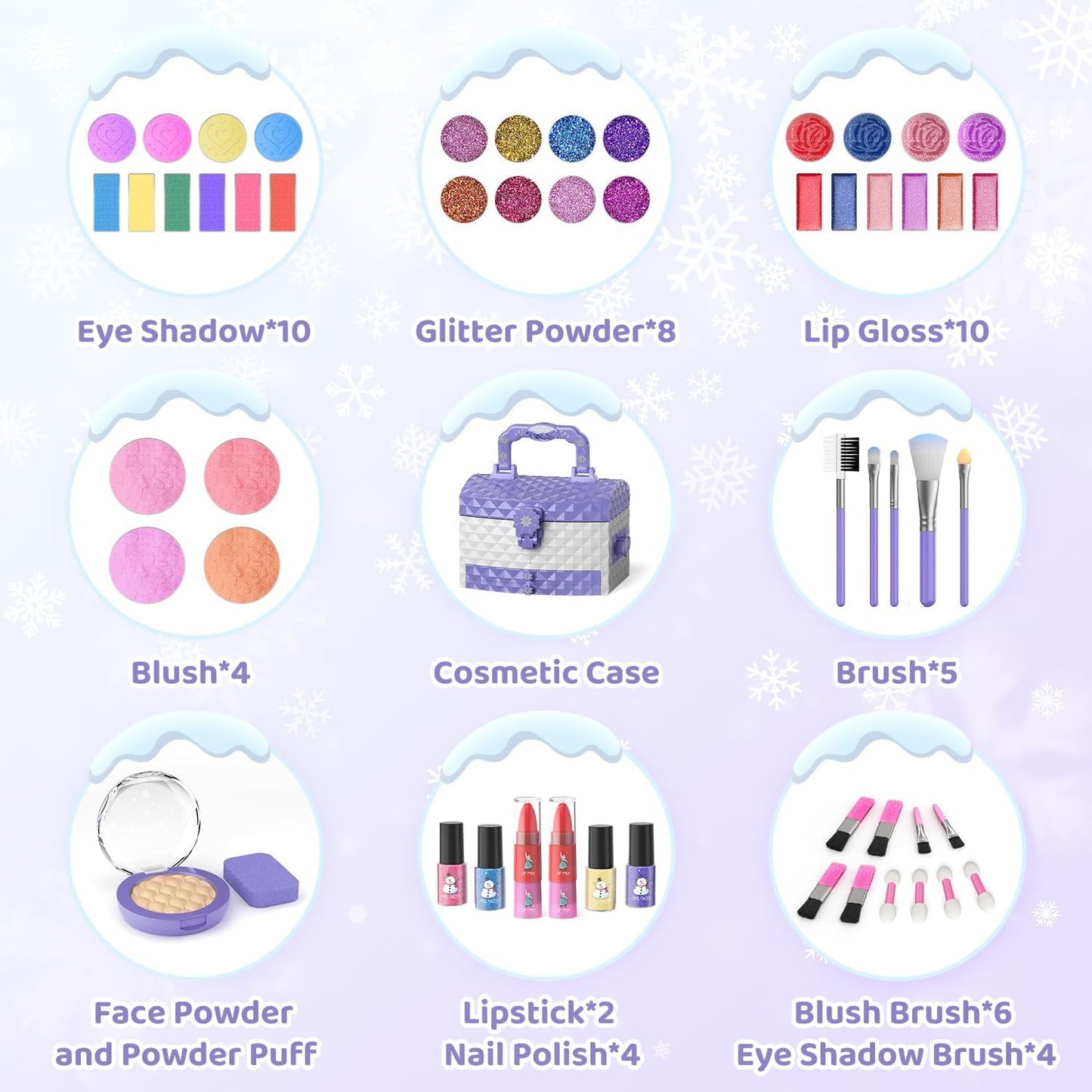 PERRYHOME Kids Makeup Kit for Girl, Kids Makeup Toys WashableLittle Girls Princess Make Up Toys for 4 5 6 7 8 9 Year Old Girl Birthday Gift (Purple)