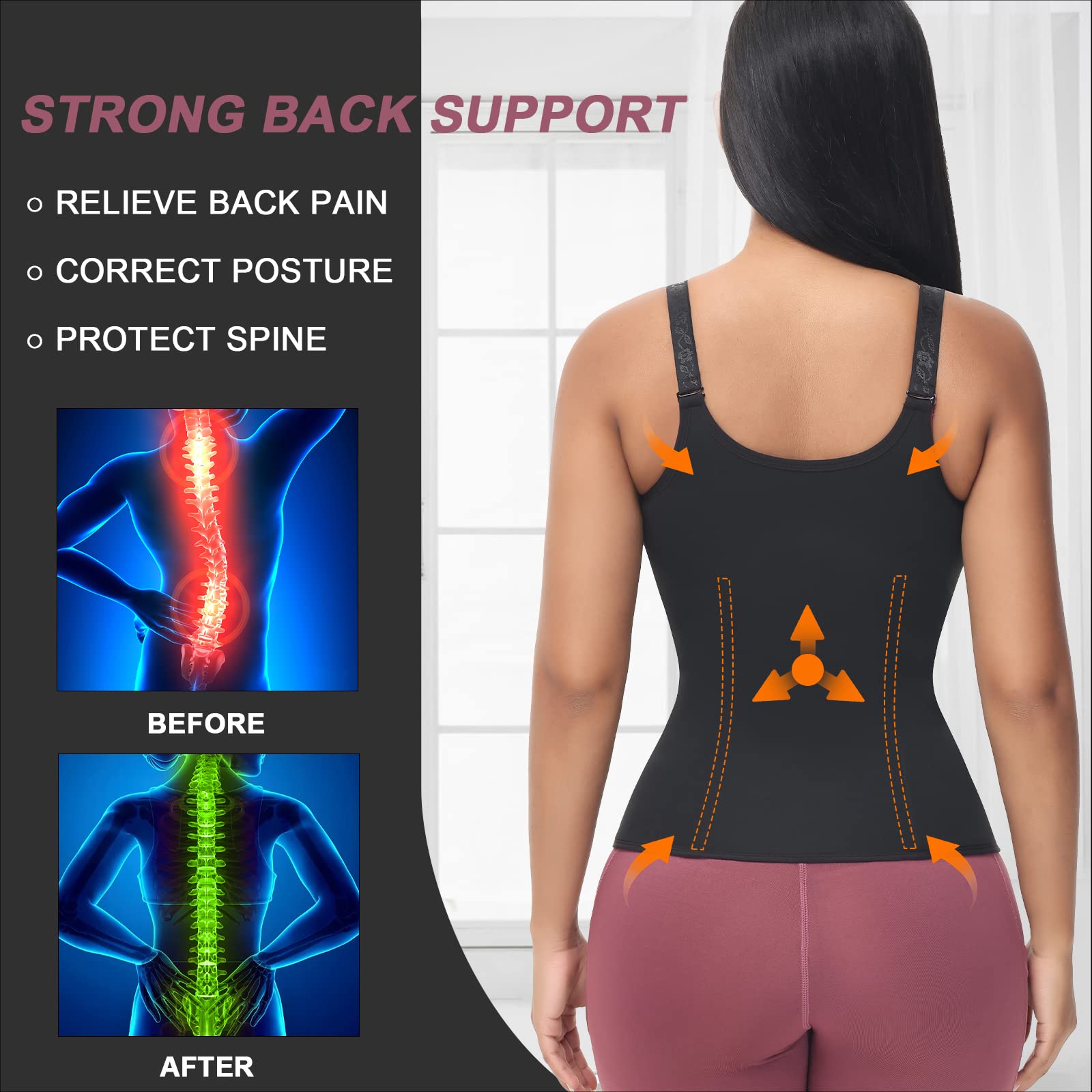 Women's Waist Training Vest,Waist Cinch Corset,Fajas Clip On Zipper Tummy Control Shapewear