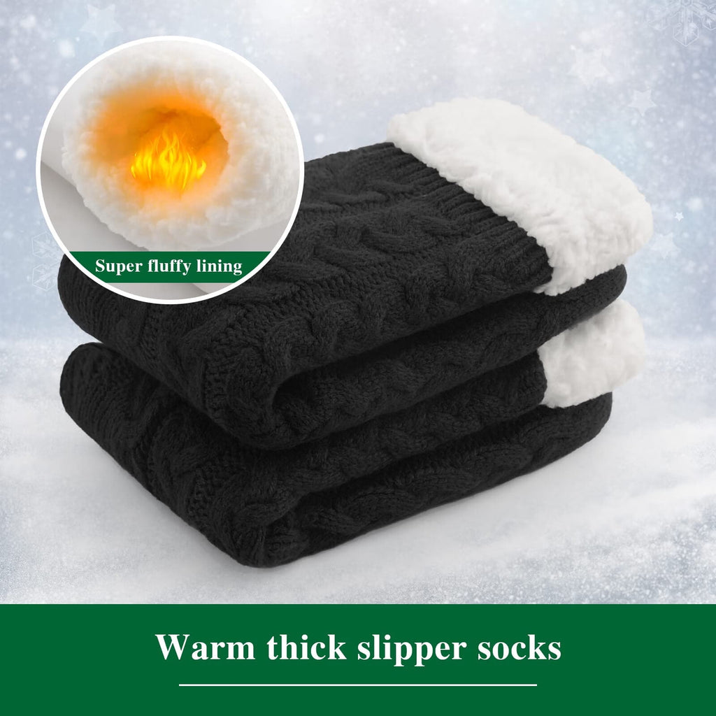 Fluffy Thermal Thick Slipper Socks,1 Pairs for Men,Ultra Soft Christmas Winter Non Skid Socks with Gel Grips