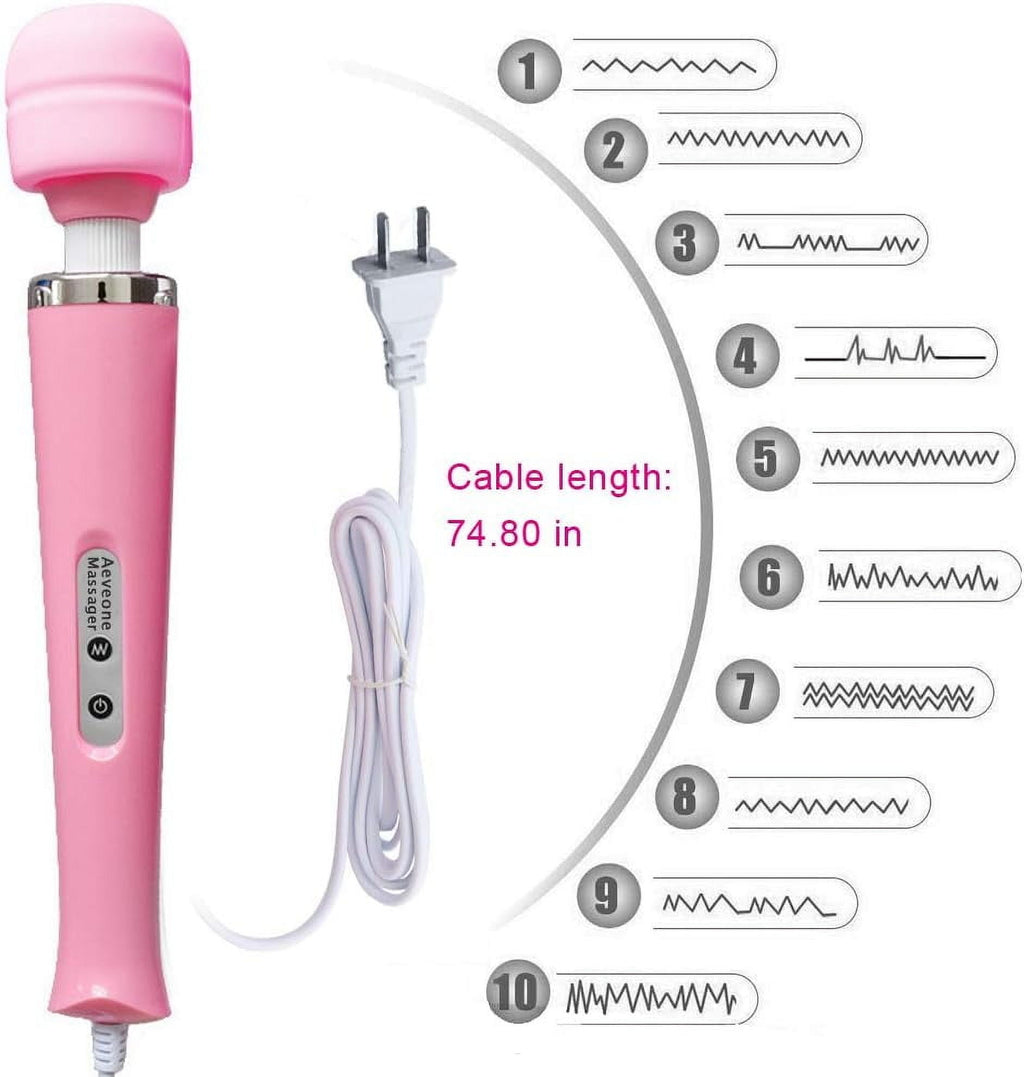 Wired Powerful Handheld Electric Back Massager, Strong Personal Vibrating Massage for Sports Recovery, Muscle Aches, Body Pain (Pink-US)