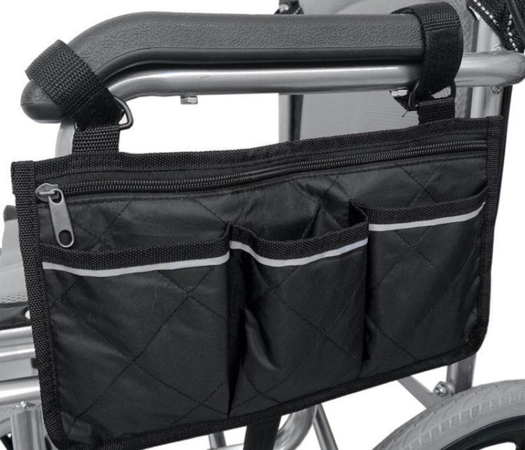 Wheelchair Side Bag with Cup Holder,Wheelchair Armrest Pouch Accessories,Mobility Scooter Power Wheelchair Armrest Tote Storage Bag