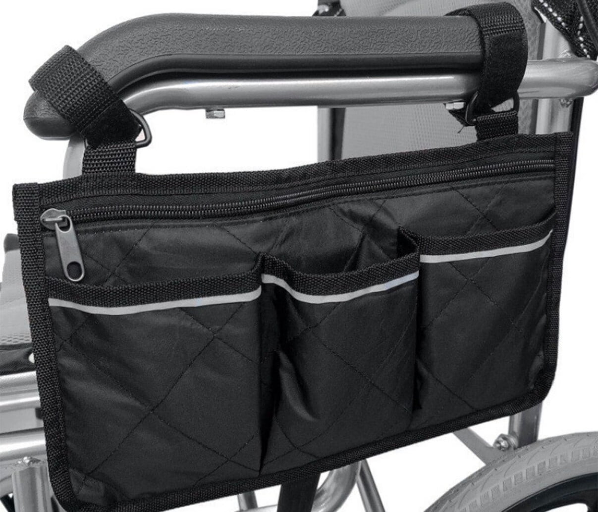 Wheelchair Side Bag with Cup Holder,Wheelchair Armrest Pouch Accessories,Mobility Scooter Power Wheelchair Armrest Tote Storage Bag