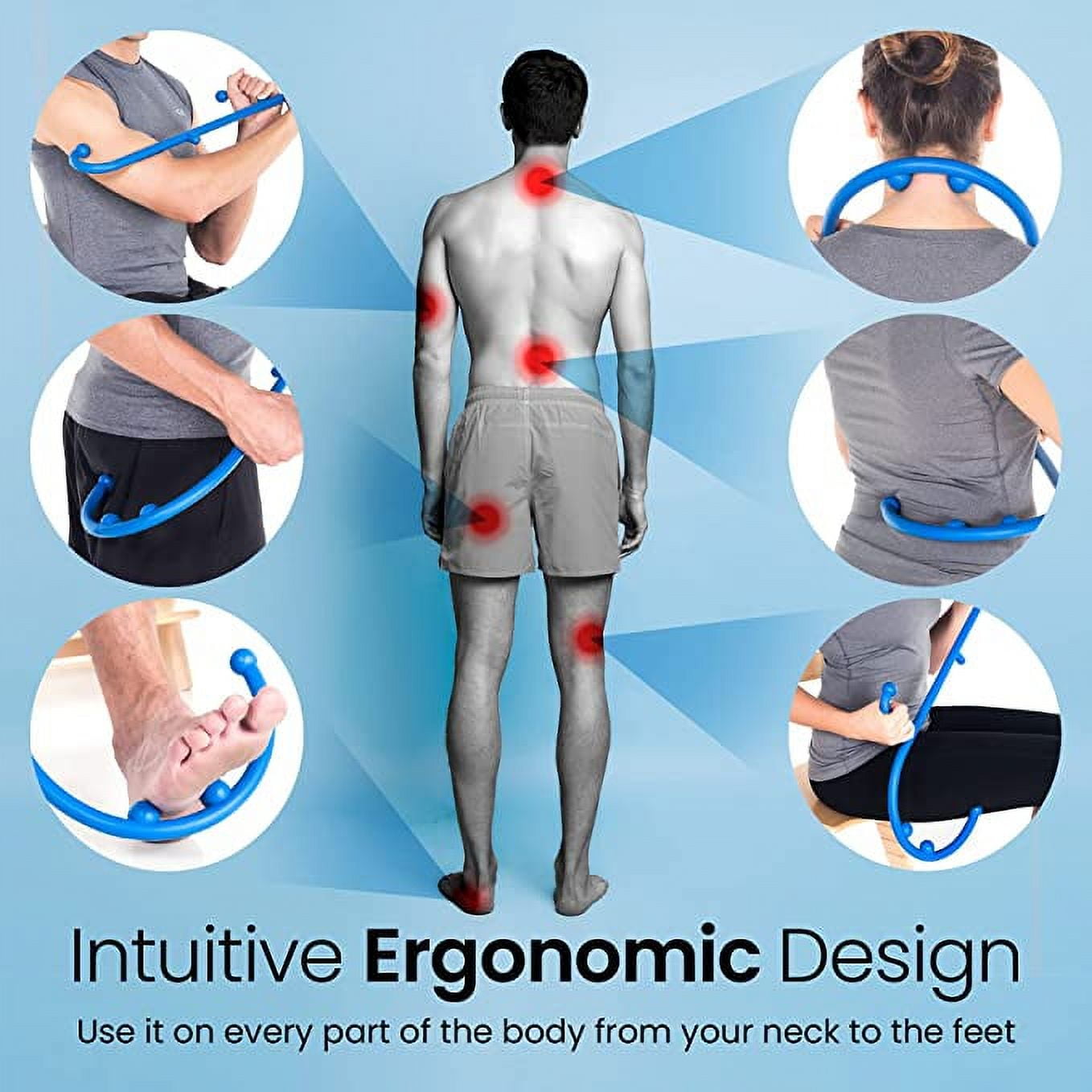 Back and Neck Massager for Trigger Point Fibromyalgia Pain Relief - Self Massage Hook Cane Therapy