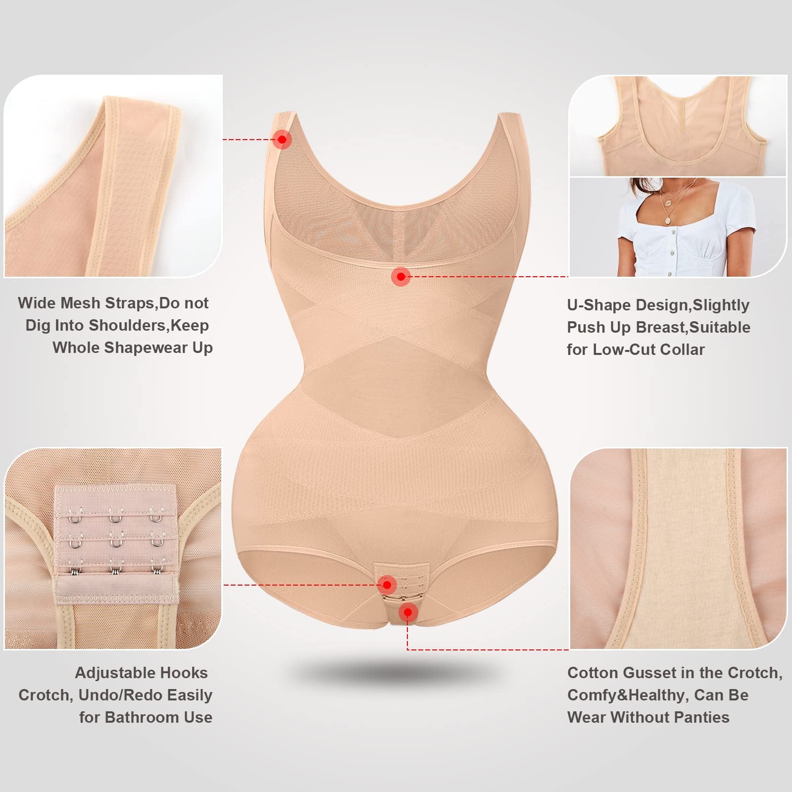 Shapewear Bodysuit for Women Tummy Control Body Shaper Slimming Girdle for Women Stomach Shapewear