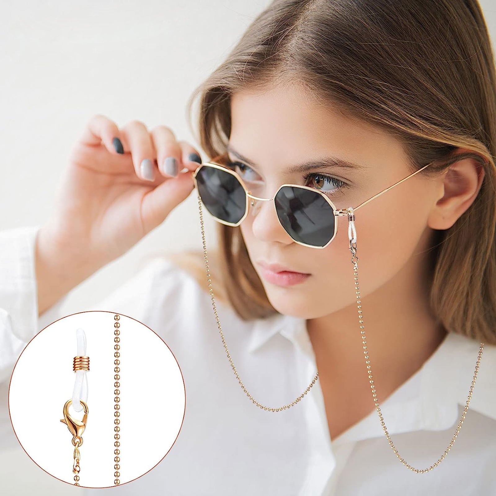 6pcs Glasses String Holder Straps, DISEN Beaded Eyewear Retainer, Eyeglass Necklace Cord Chain