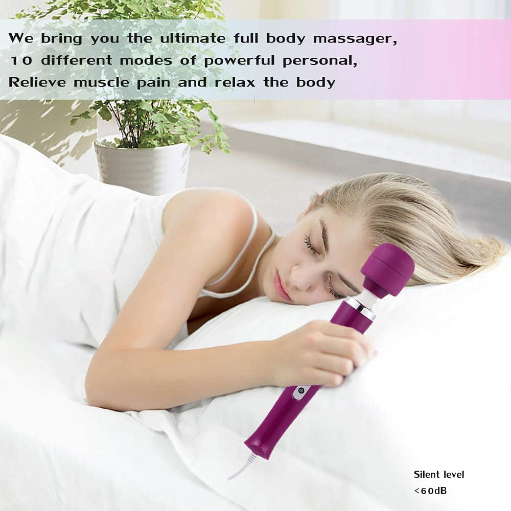 Handheld Personal Wand Massager with 10 Powerful Magic Vibration, Neck Shoulder Back Massage for Deep Muscles Pain Relief-(Purple)