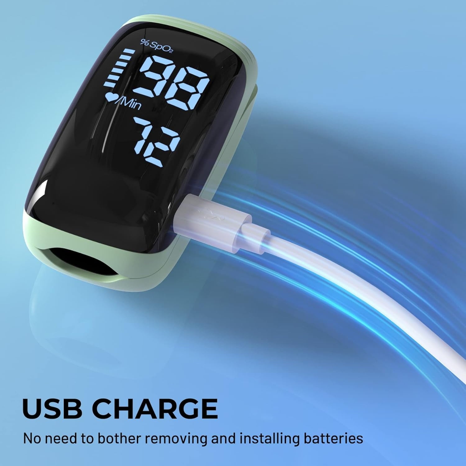 Finger Pulse Oximeter, Rechargeable Blood Oxygen Saturation with Pulse Monitor, Pulse OX with Lanyard, Oximetro for Sports Outdoors Aviation Use Only