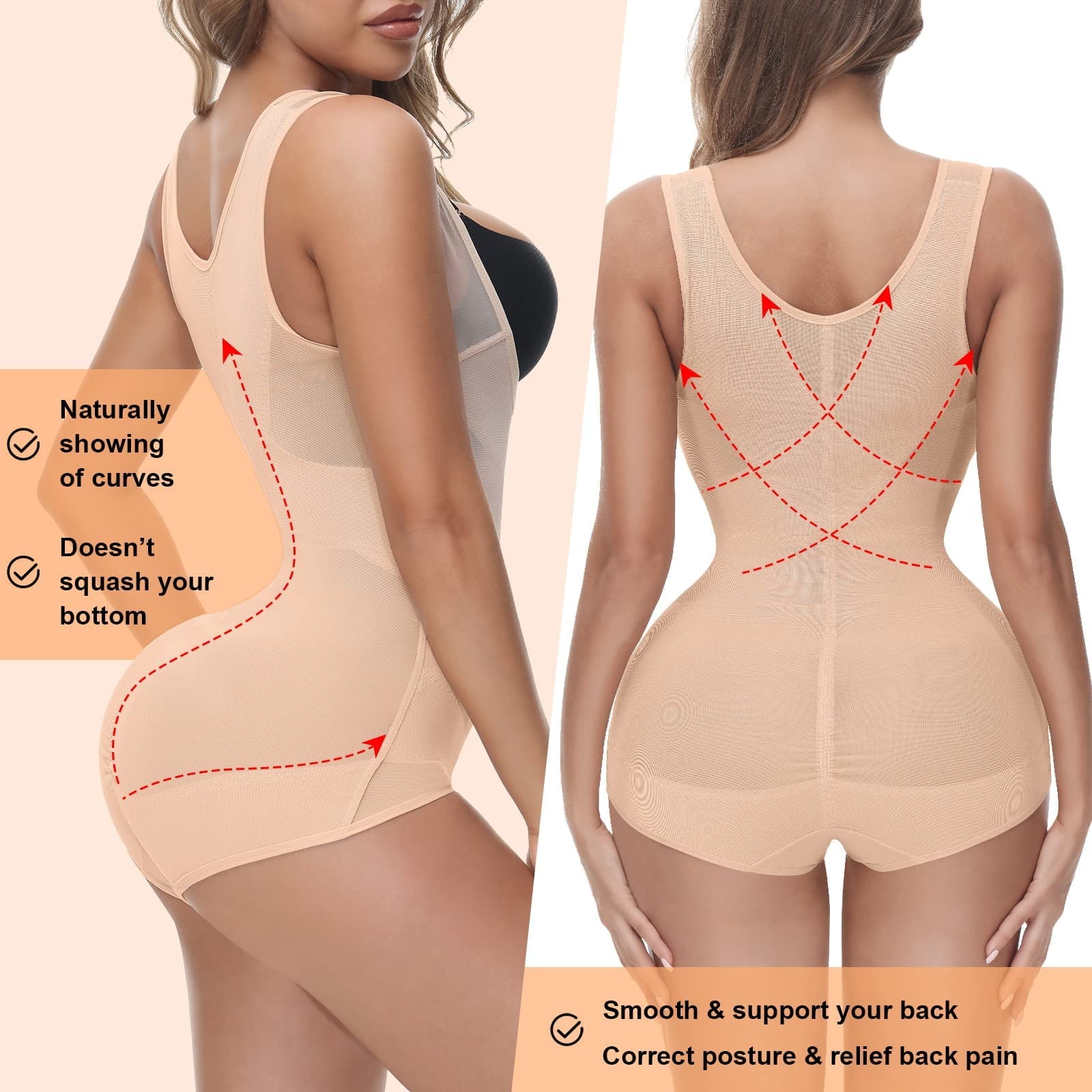 Shapewear Bodysuit for Women Tummy Control Body Shaper Slimming Girdle for Women Stomach Shapewear