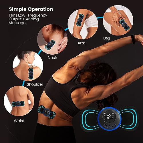 2 Mini Muscle Body Massager Host with 2 Replaceable Pads and 19 Speed 8 Modes for Relief for Full Body and Relaxation of Arm,Leg Shoulder,Waist