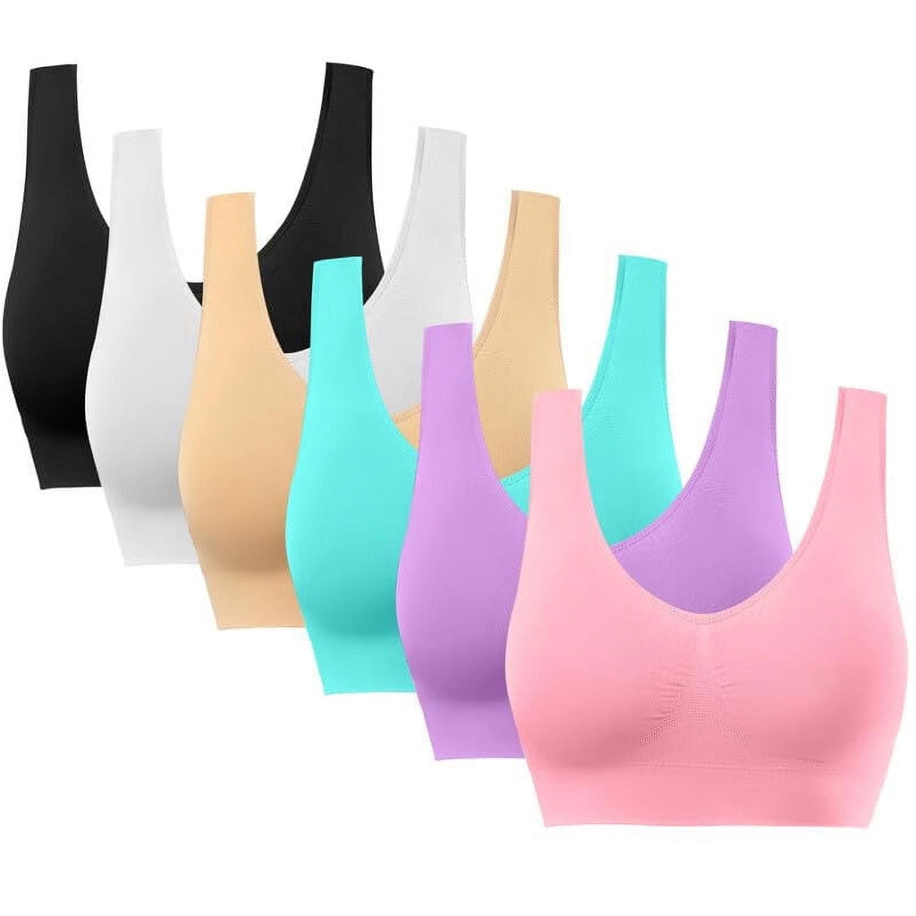 6 Pack Womens Sports Bras,Yoga Comfort Seamless Stretchy Sports Bra for Women with Removable Pads