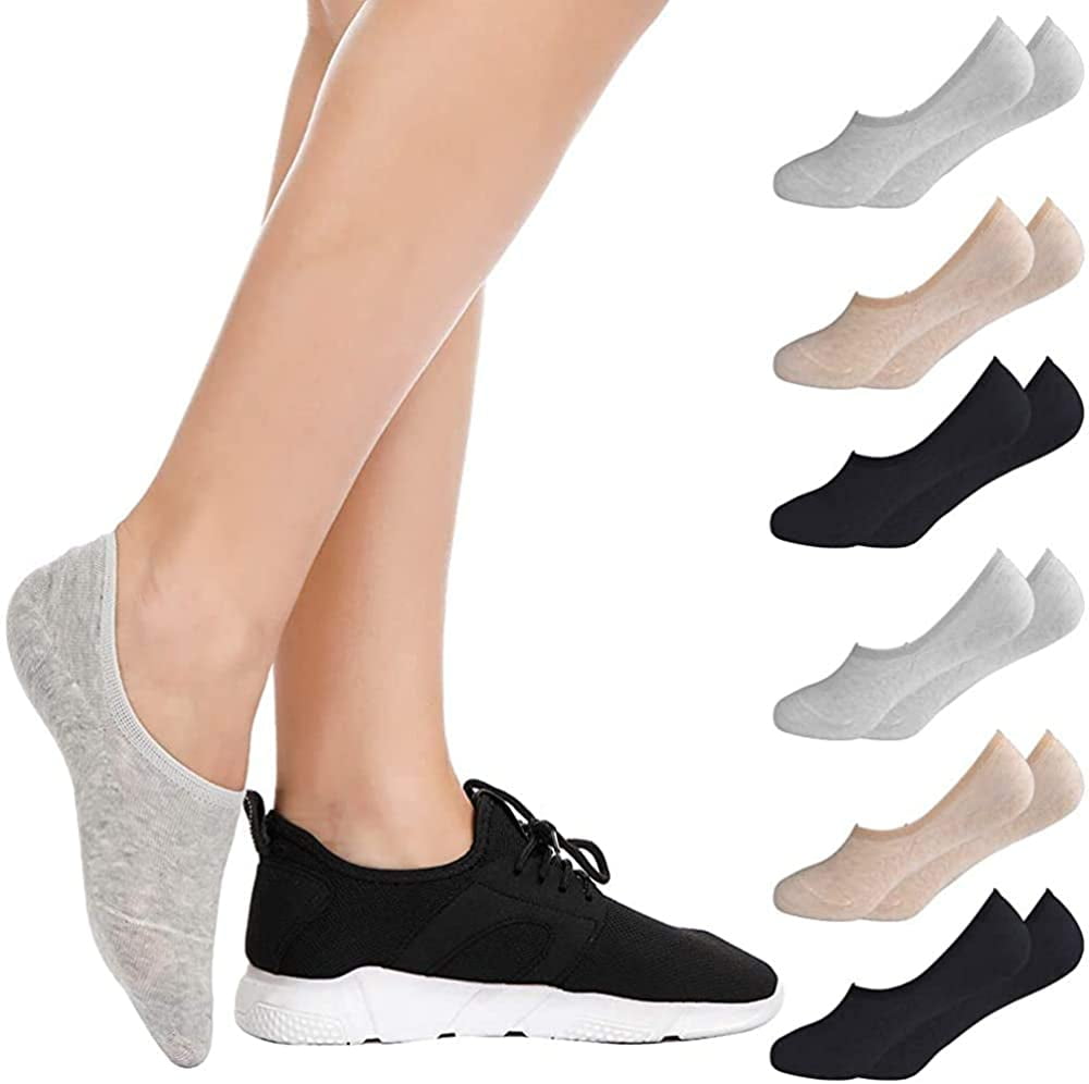 6 Pairs No Show Socks For Women, Women's Cotton Invisible Socks Non Slip Socks(US Womens Shoe 5-8)