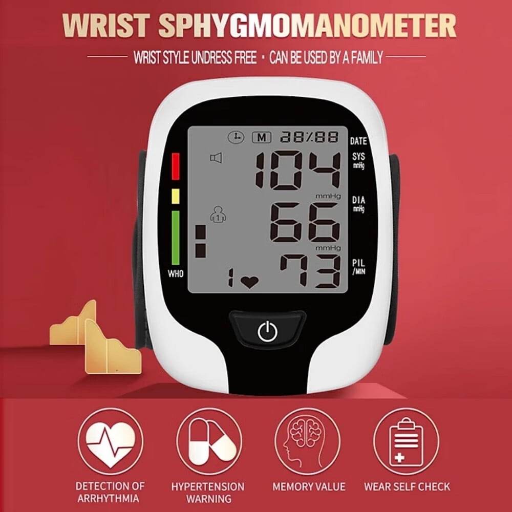 Talking Blood Pressure Monitor,Automatic Large LCD Display Adjustable Wrist Cuff,Electronic Rechargeable BP Monitors