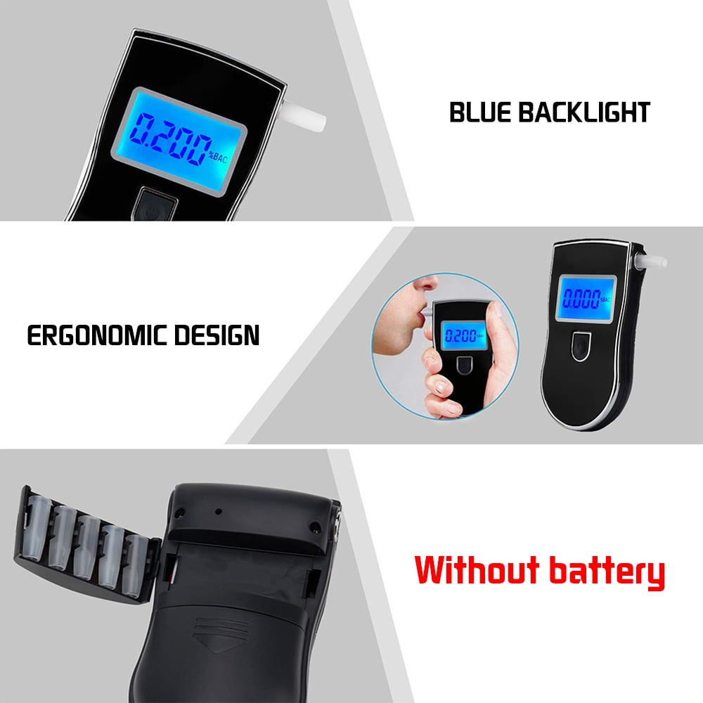 DISEN Breathalyzer, Professional-Grade Accuracy Digital Blue LED Screen Portable Breath Alcohol Tester with 25 Mouthpieces for Personal Home Use