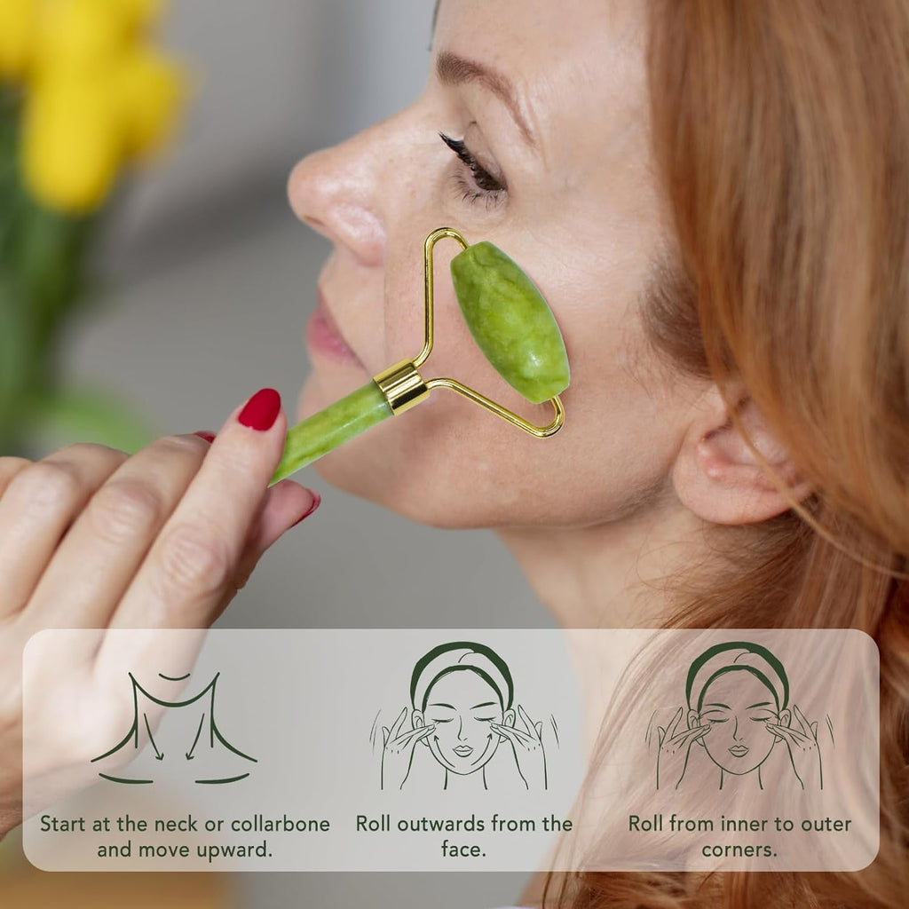 Gua Sha Facial Tools & Jade Roller Set for Skin Care, Reduce Puffiness and Improve Wrinkles, Guasha Tool for Face, Gua Sha Stone Self Care Gift for Woman Man