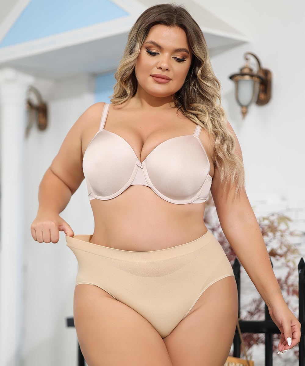 1 Pack Plus Size Womens Underwear High Waist Tummy Control Knickers Full Coverage Briefs Ladies Panties Shapewear Panties