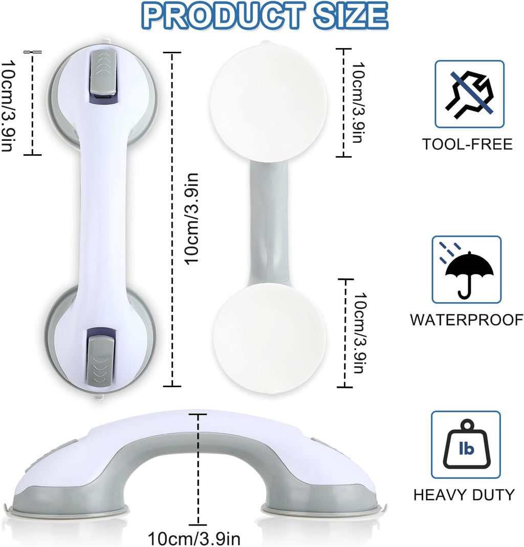 Grab Bars for Bathtubs and Showers, Shower Handle 12 Inch Strong Suction Shower Bar(2 Pack) -Gray White
