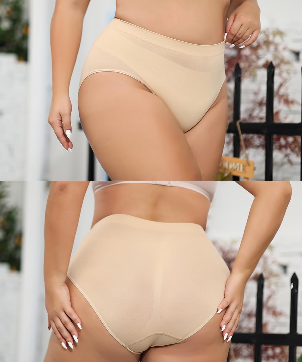 1 Pack Plus Size Womens Underwear High Waist Tummy Control Knickers Full Coverage Briefs Ladies Panties Shapewear Panties