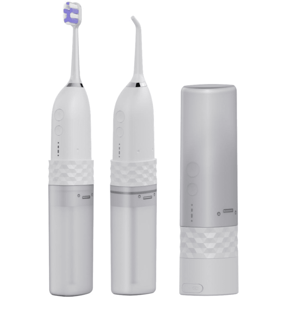 Vongem Portable Water flosser with Electric Toothbrush, 2 in 1 Teeth Cleaning Kit, Electric Toothbrush and flosser Combo, Water Flosser for Travel and Home(White)