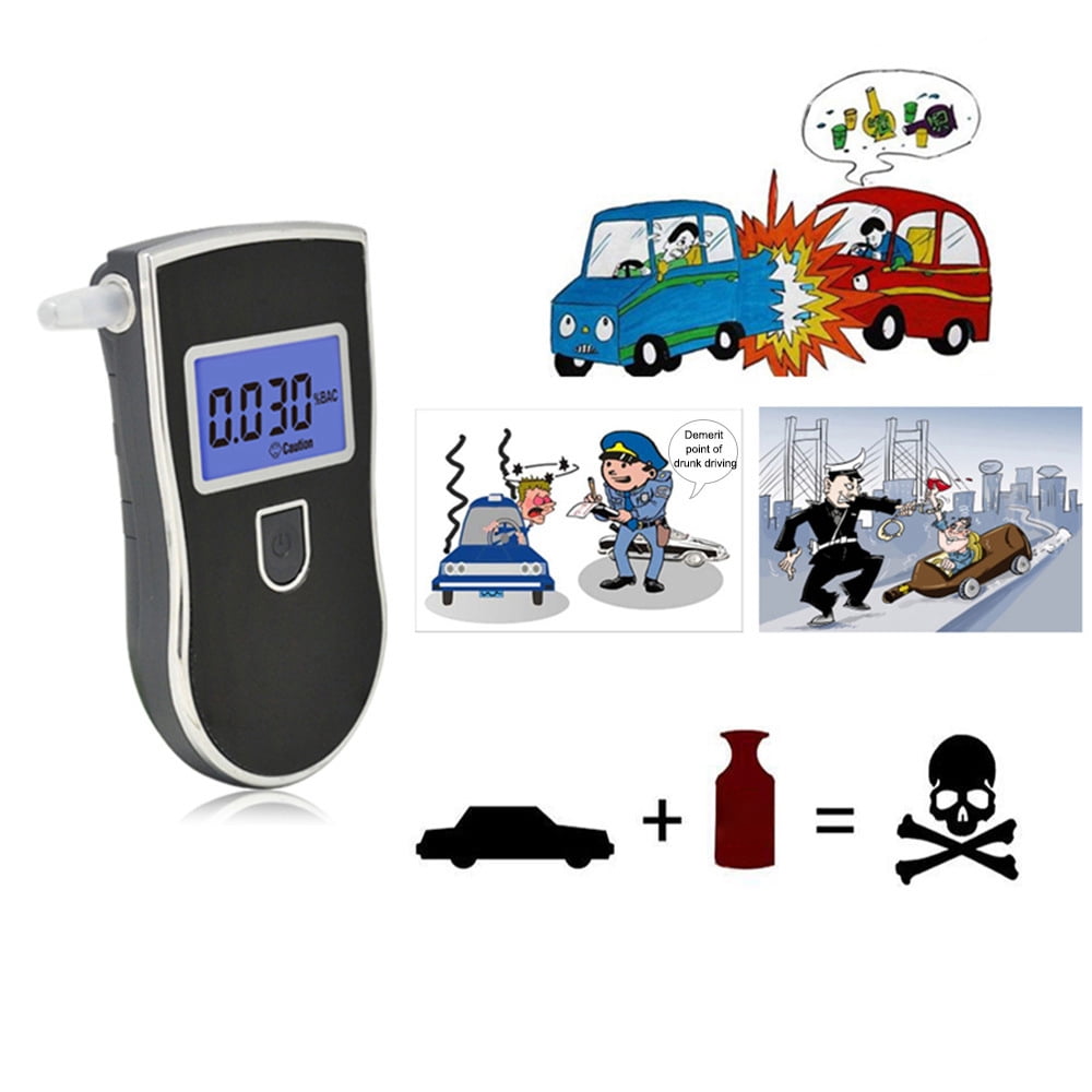 DISEN Breathalyzer, Professional-Grade Accuracy Digital Blue LED Screen Portable Breath Alcohol Tester with 25 Mouthpieces for Personal Home Use