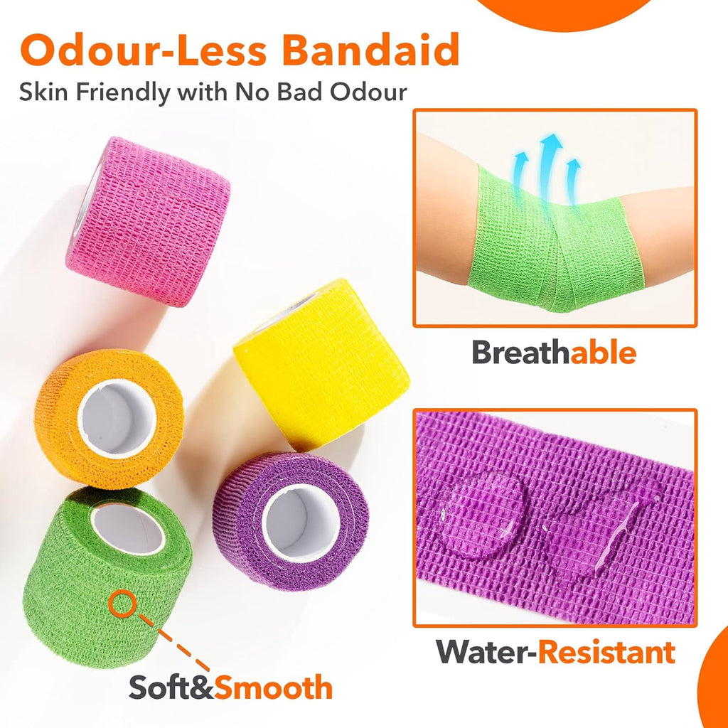 12Pack 2 x 5 Yards Self Adhesive Bandage Wrap,Elastic Self Breathable Self Adherent Wrap for Pets,Athletic Cohesive Bandage for First Aid