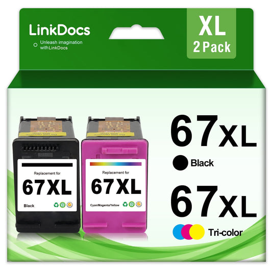 67xl Ink Cartridge Compatible for HP 67 Ink Cartridge for HP Ink 67 for HP Deskjet 2823e 2742e 2752e 2755e Envy 6000 6055 6055e 6400e 6455e 6458e Envy Pro 6455 6458 Printer (Black, Tri-Color£©