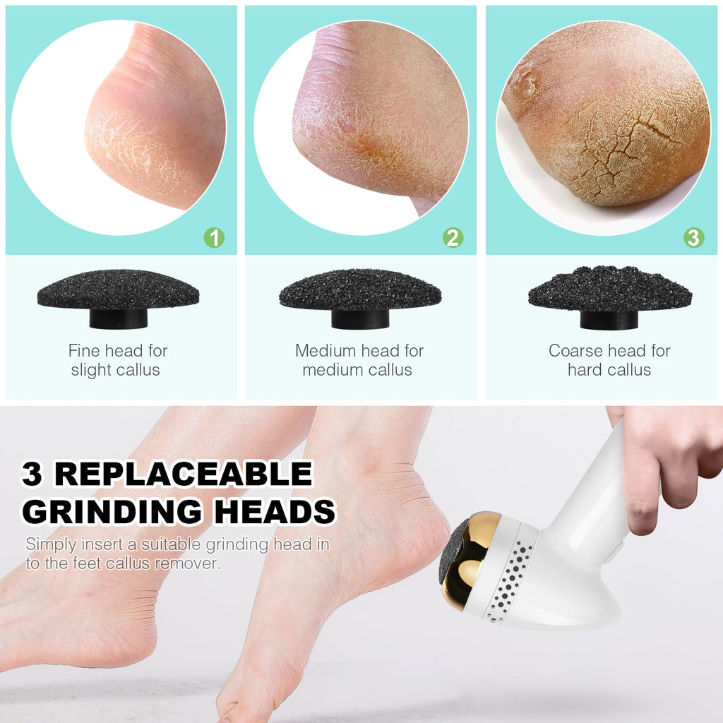 Callus Remover for Feet, Rechargeable Foot Scrubber Electric Foot File Pedicure Tools for Feet Electronic Callus Shaver Waterproof Pedicure kit for Cracked Heels and Dead Skin