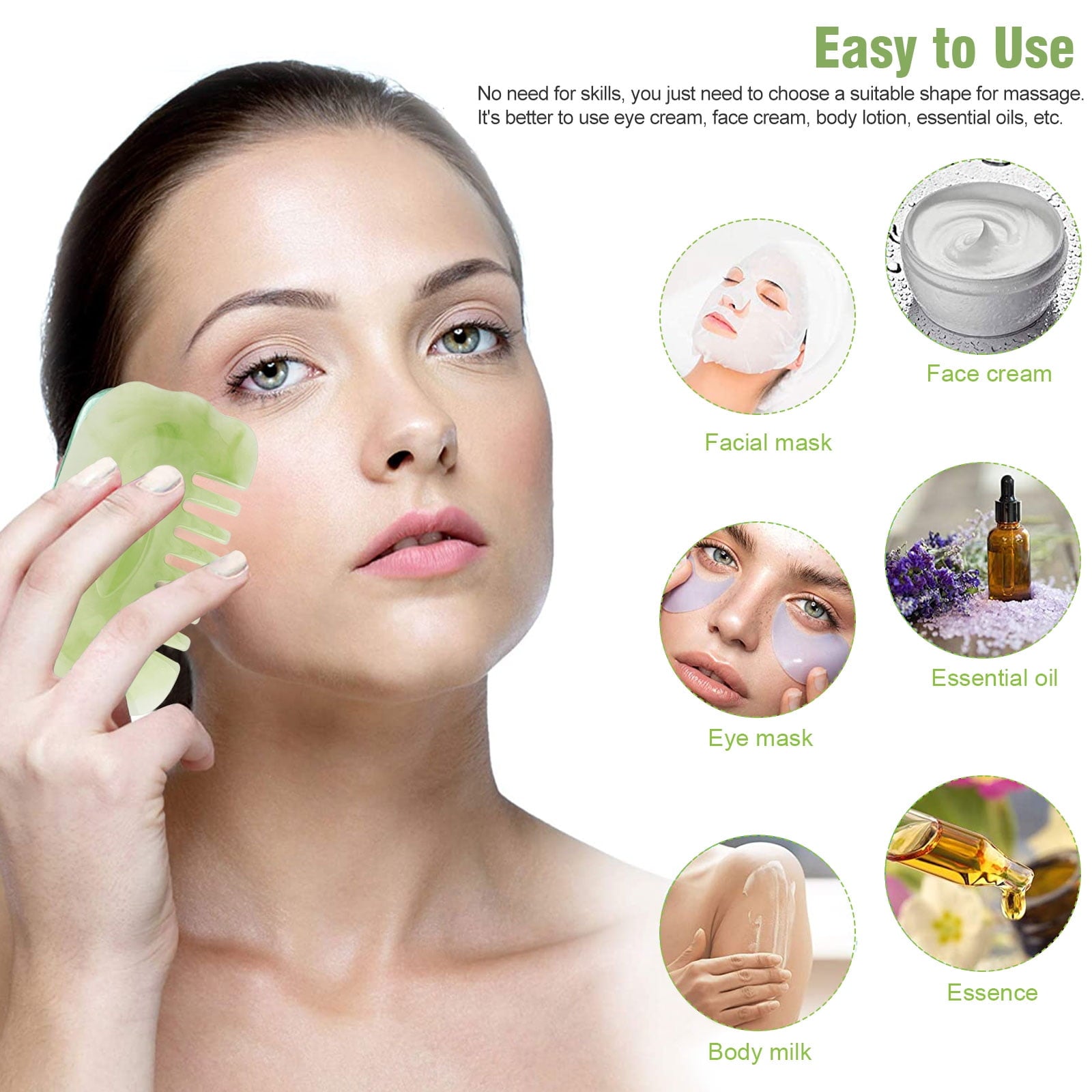 7pcs Gua Sha Massage Tools Set, DISEN Natural Resin Guasha Facial Massager GuaSha Scraping Jade Roller Kit for Face and Body, Skincare Gua Sha Boards for SPA Acupuncture Therapy