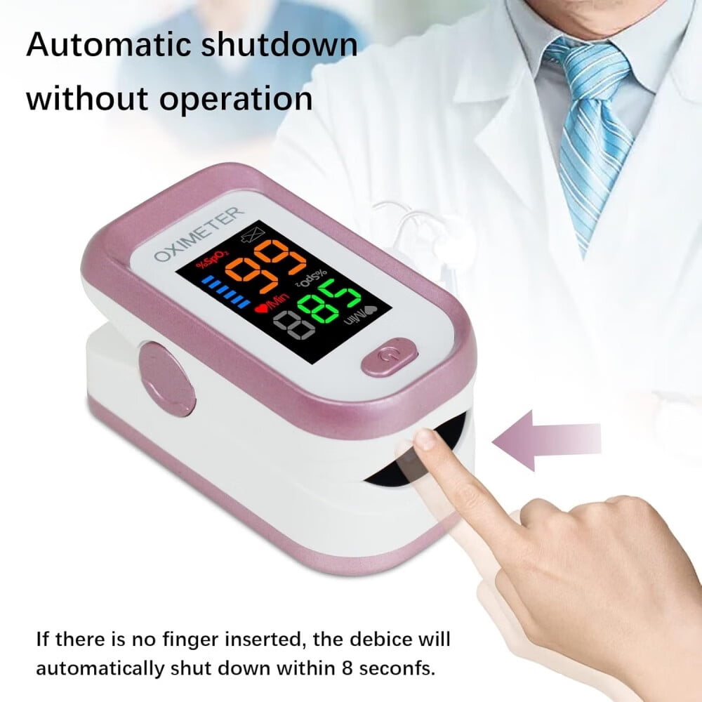 SpO2 Pulse Oximeter Fingertip,Finger Pulse Oximeter with Display,Oxygen Monitor Fingertip with Lanyard,Rose Gold
