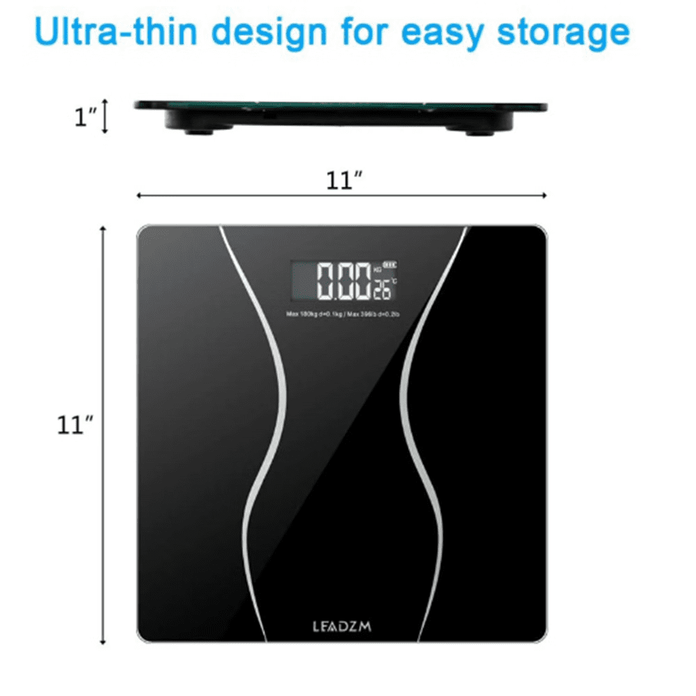 ZOUYUE Bathroom Scale, Highly Accurate Digital Bathroom Body Scale, Measures Weight up to 396lb/180kg. Includes Batteries