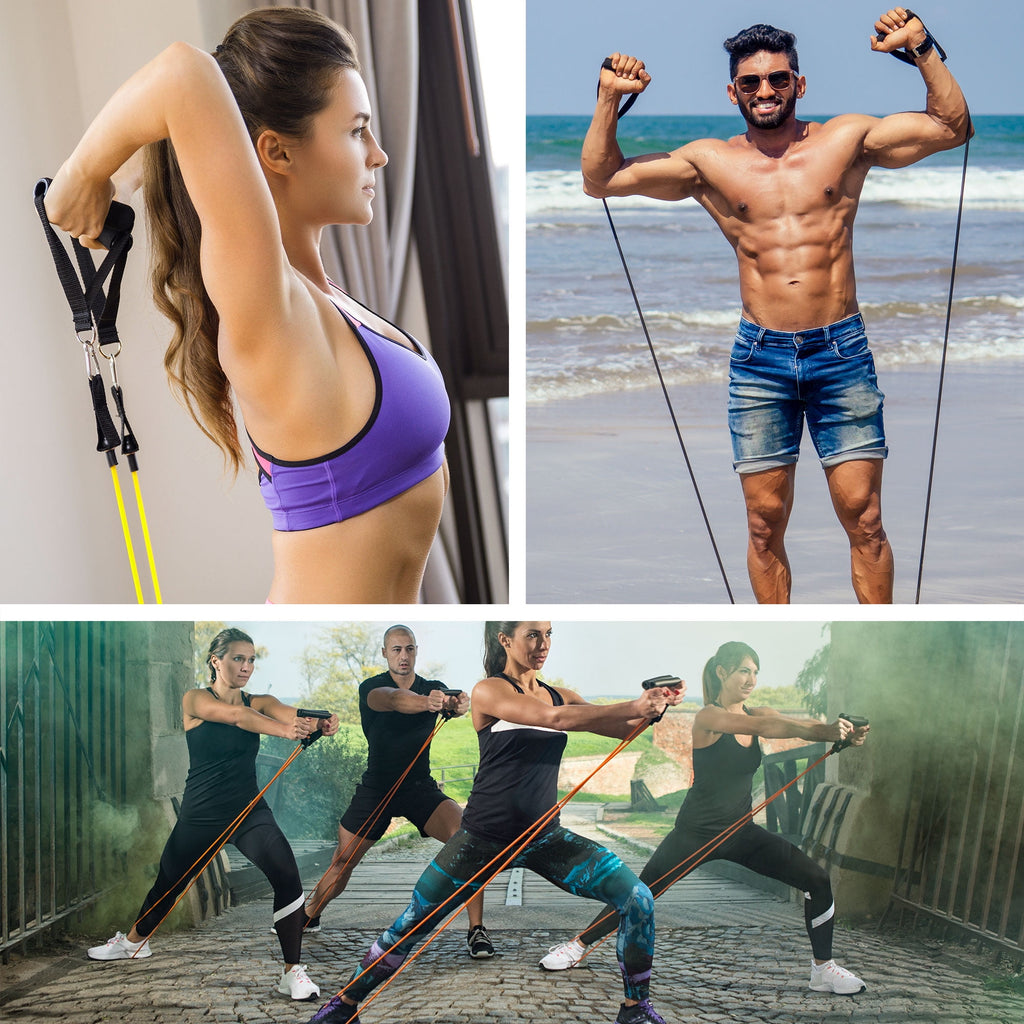 Exercise Resistance Band Set with Handles - 11 Piece