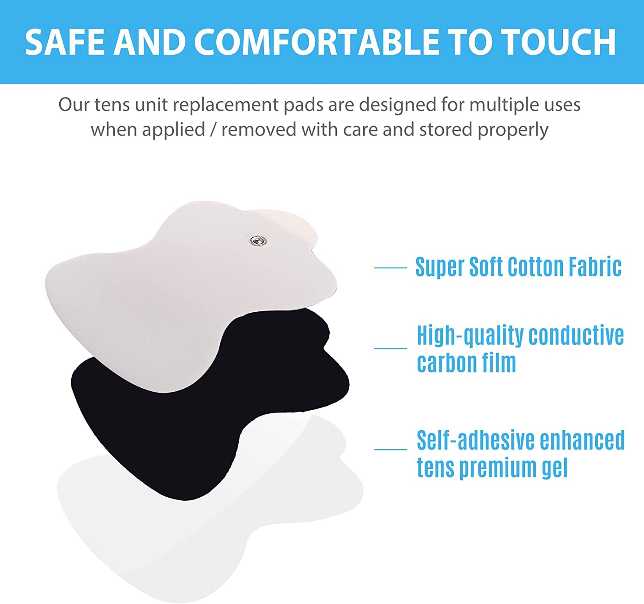 10 Pcs TENS Unit Replacement Pads for Omron Large Long Life Pads,Snap Electrode Pads