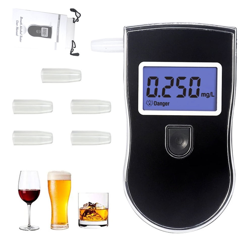 DISEN Breathalyzer, Professional-Grade Accuracy Digital Blue LED Screen Portable Breath Alcohol Tester with 25 Mouthpieces for Personal Home Use