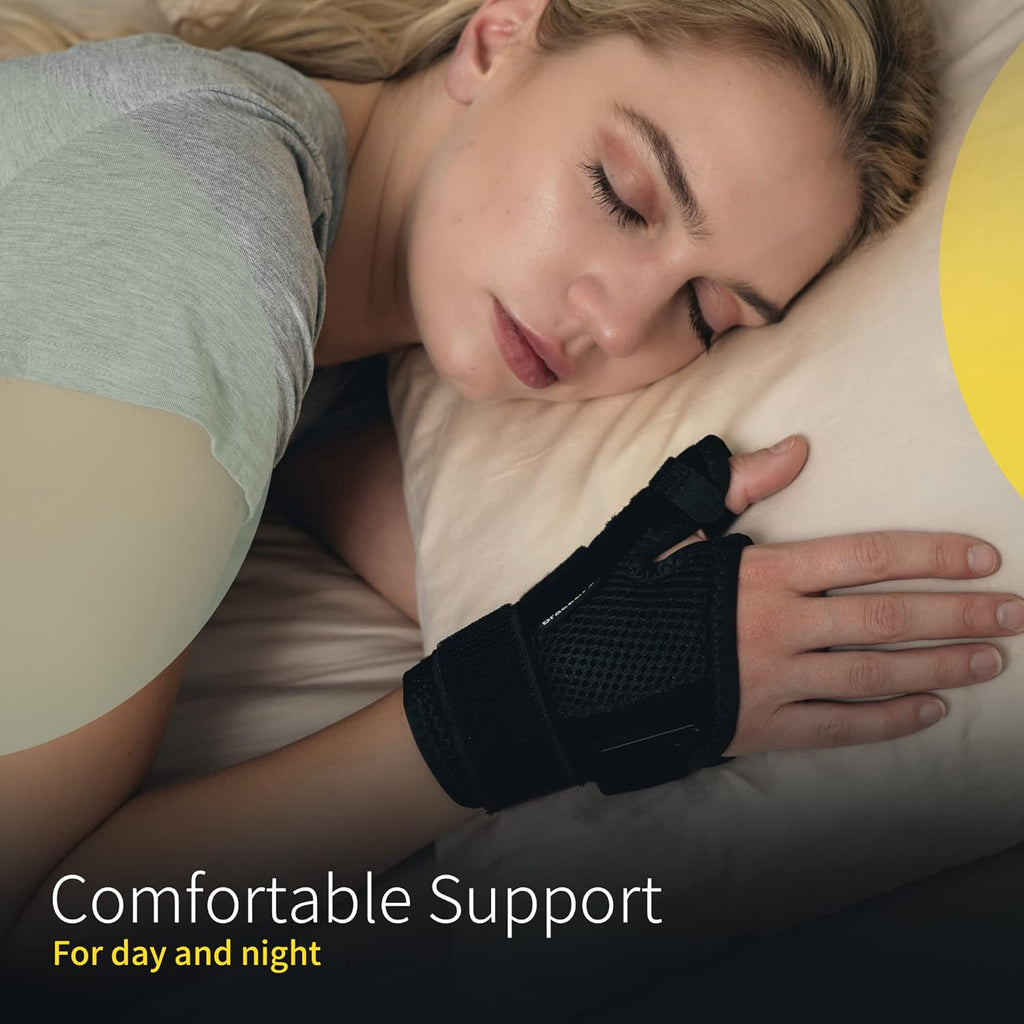Thumb Splint Brace Right Left Hand Women and Men, CMC with Thumb Support, for Arthritis, Tendonitis, Carpal Tunnel Pain Relief and Thumb Sprain (Black)