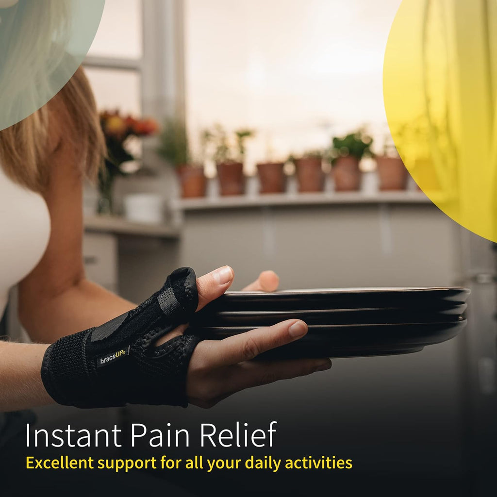 Thumb Splint Brace Right Left Hand Women and Men, CMC with Thumb Support, for Arthritis, Tendonitis, Carpal Tunnel Pain Relief and Thumb Sprain (Black)