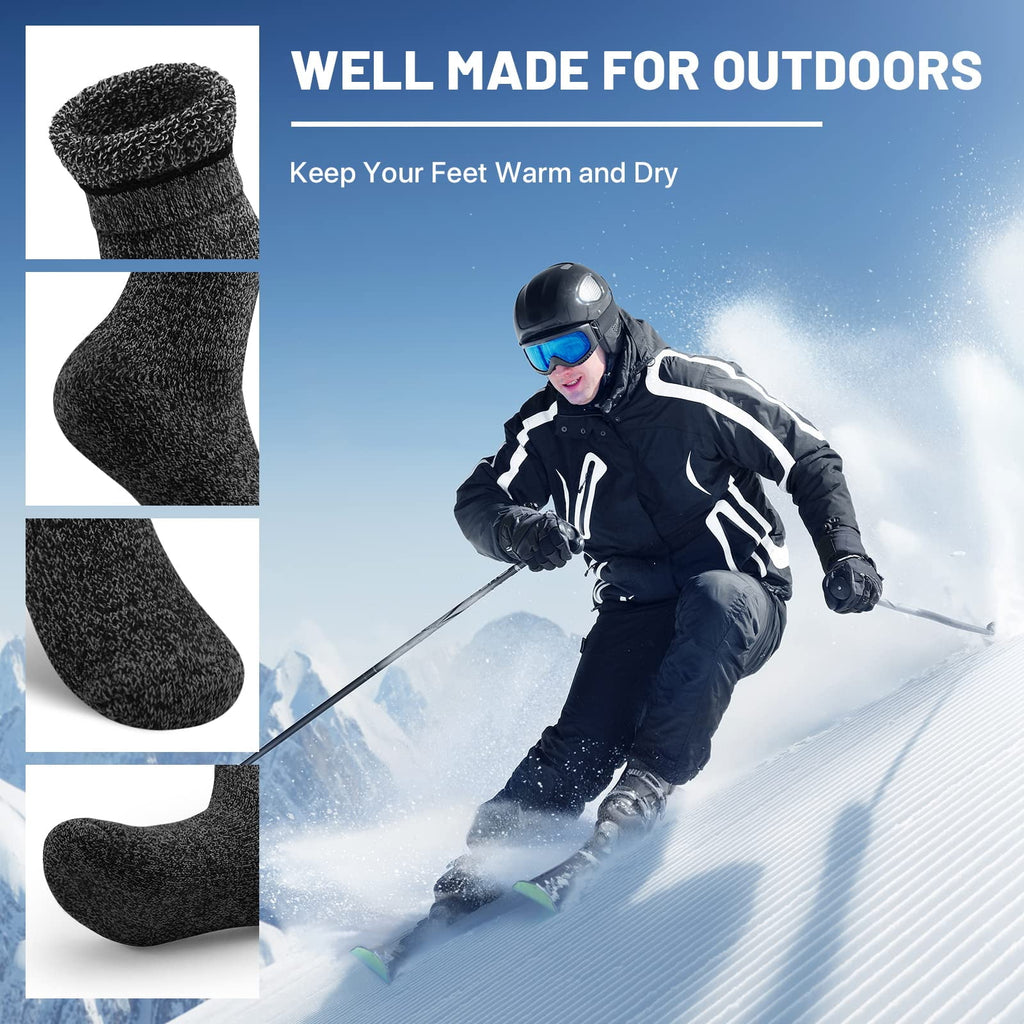 Wool Socks for Mens Hikings Boot Warm Knit Cozy Winter Crew Duty Work Soft Socks