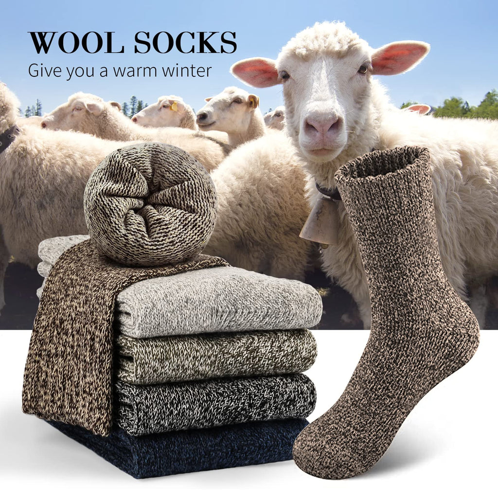 Mens Wool Socks Thick Warm Winter Vintage Knit Thermal Gifts