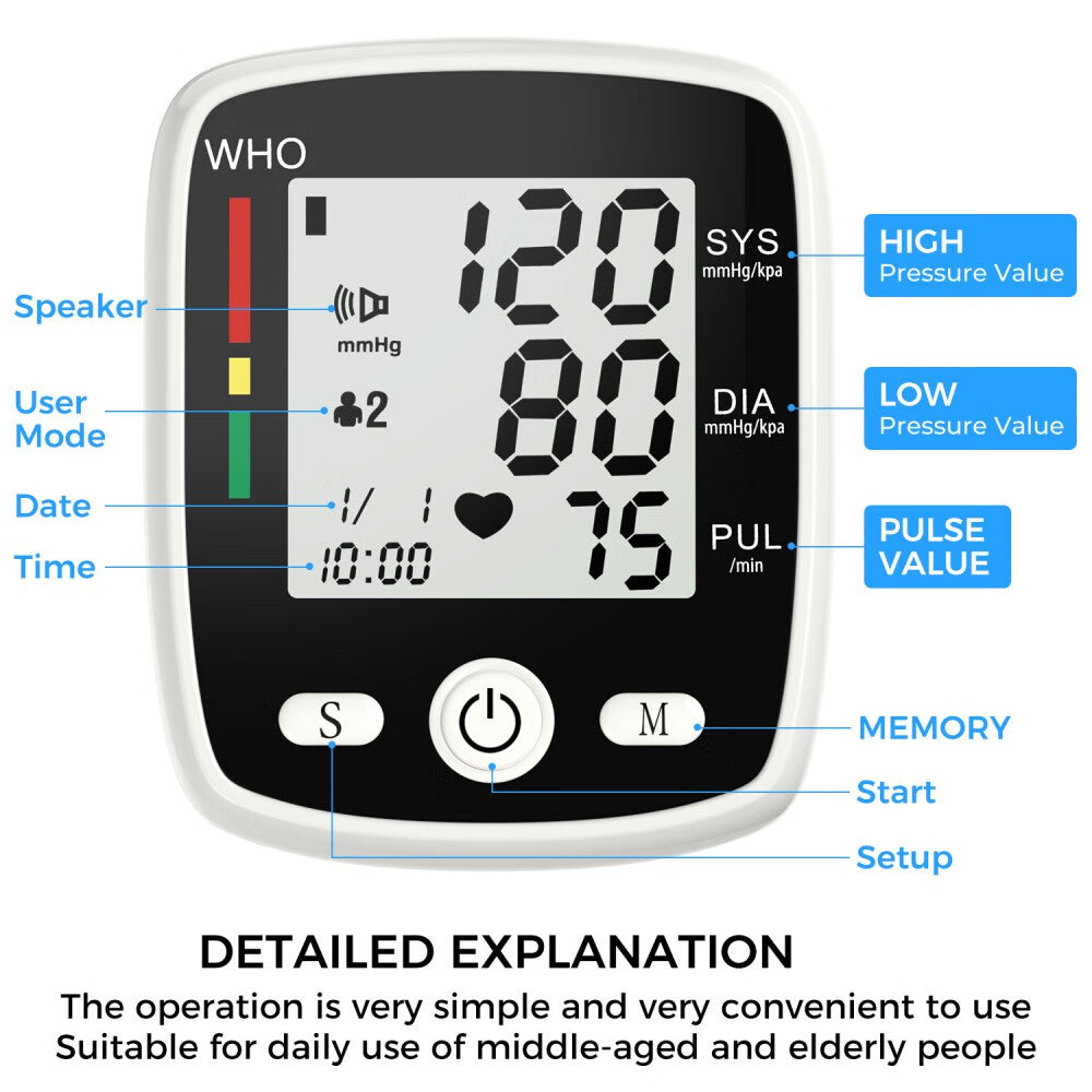 Wrist Cuff Blood Pressure Monitor,Blood Pressure Monitors for Home Use, Blood Pressure Machine with Voice Broadcast