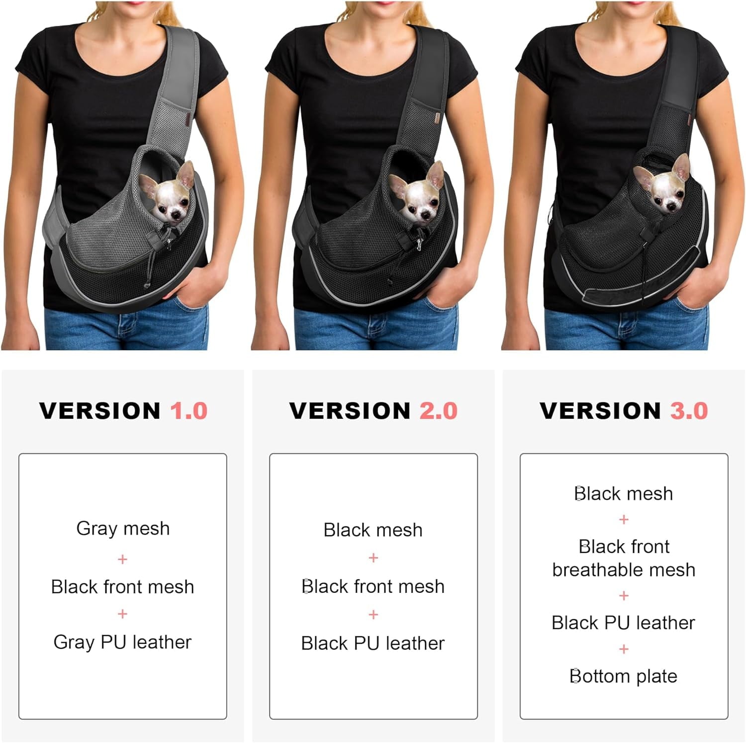 TIFOR Pet Dog Sling Carrier Large Pocket Adjust Strap Design Breathable Mesh Travel Safe Sling Bag Carrier for Dogs Cats