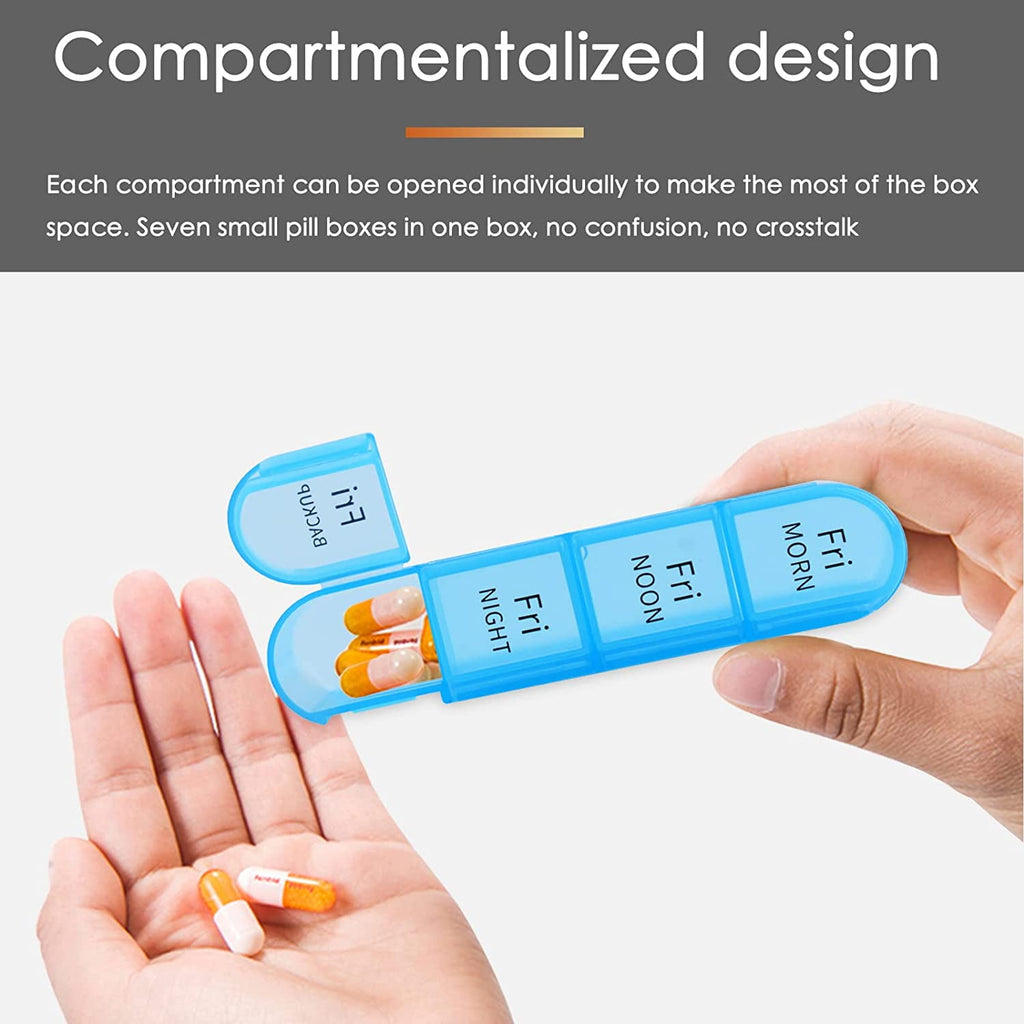 TIFOR Weekly Pill Organizer, 7 Day / 4 Times A Day Large Pill Cases Moisture-Proof Pill Box AM PM Medicine Organizer to Hold Vitamins Fish Oil Compartments Supplements (Rainbow)