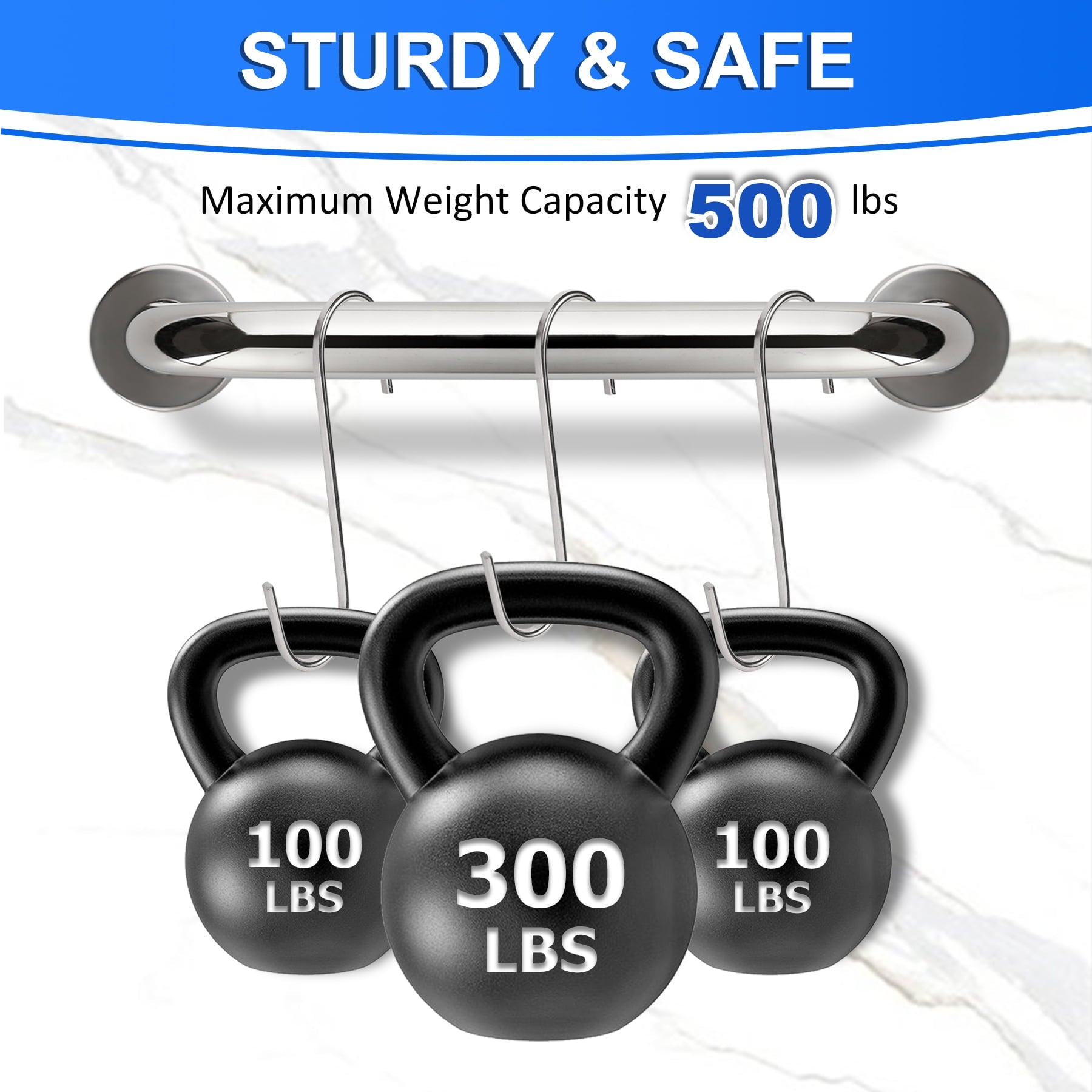Grab Bars for Shower, 2 Pack 12inch Bathroom Shower Handles, Stainless Steel Bathroom Handle for Elderly, Seniors and Handicap, Enhancing Bathroom Safety and Stability, Black (Maximum Weight 500lbs)